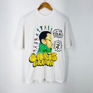 Chris Brown 11:11 Tour 24 White Graphic T-Shirt Mens Medium Concert Merch